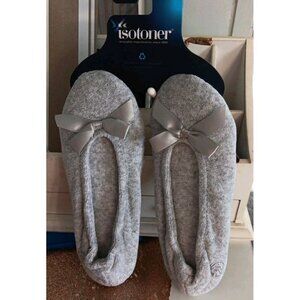 ISOTONERS (M) Terry Ballerina‎ Slippers Heather Gray Sz 6.5-7.5 Comfy Loungewear